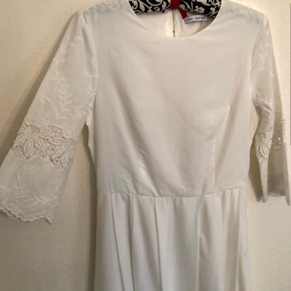 & Other Stories Eyelet Embroidered Lace Detail Midi Dress